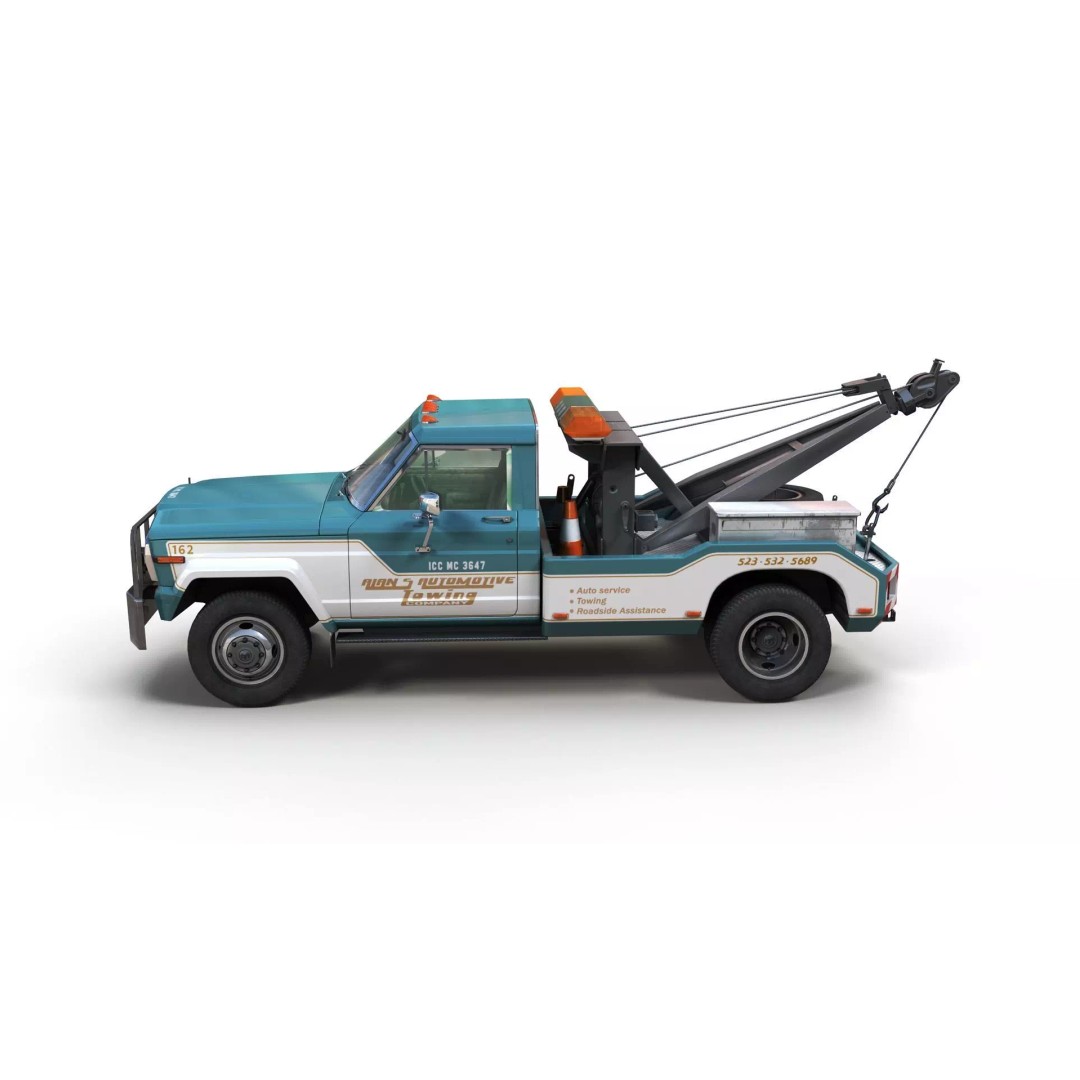 Jeep J20 Holmes Tow Truck 3D Model – Low Poly Game Ready Asset, FBX - View 7