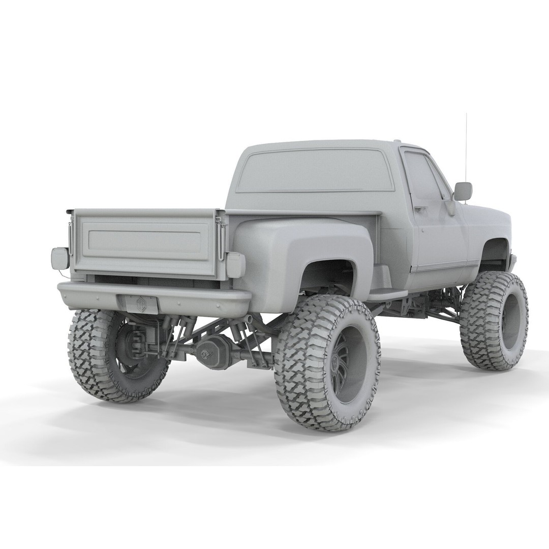 Chevrolet C10 1980 Lifted Pick Up 3D Model – Game Ready PBR Asset, FBX
