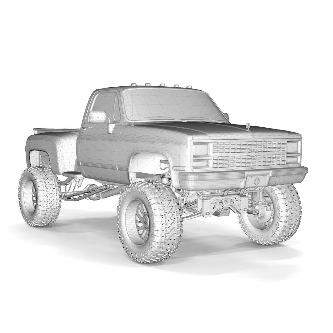 Chevrolet C10 1980 Lifted Pick Up 3D Model – Game Ready PBR Asset, FBX - View 11