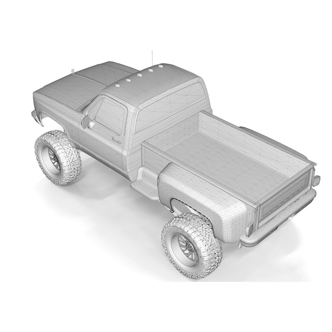Chevrolet C10 1980 Lifted Pick Up 3D Model – Game Ready PBR Asset, FBX - View 12