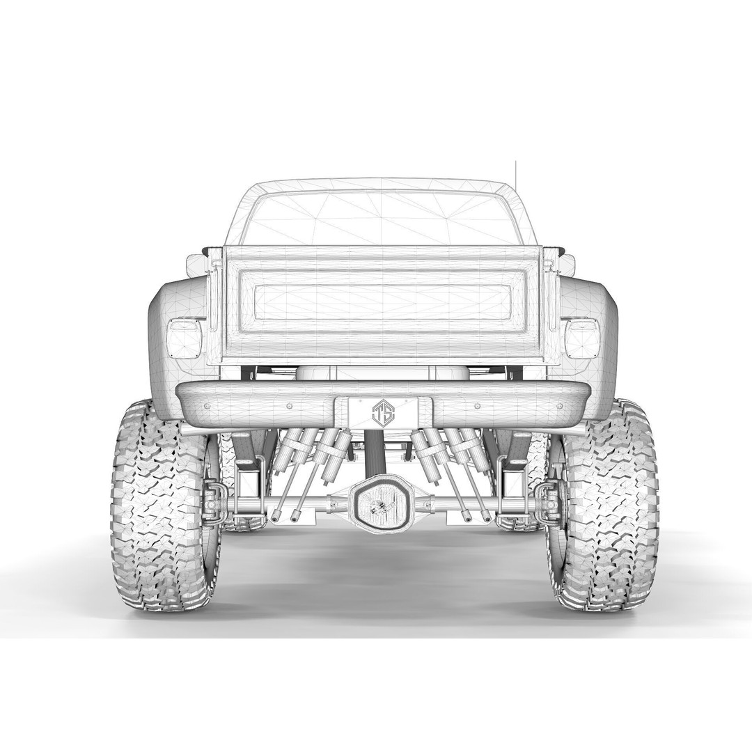 Chevrolet C10 1980 Lifted Pick Up 3D Model – Game Ready PBR Asset, FBX - View 13