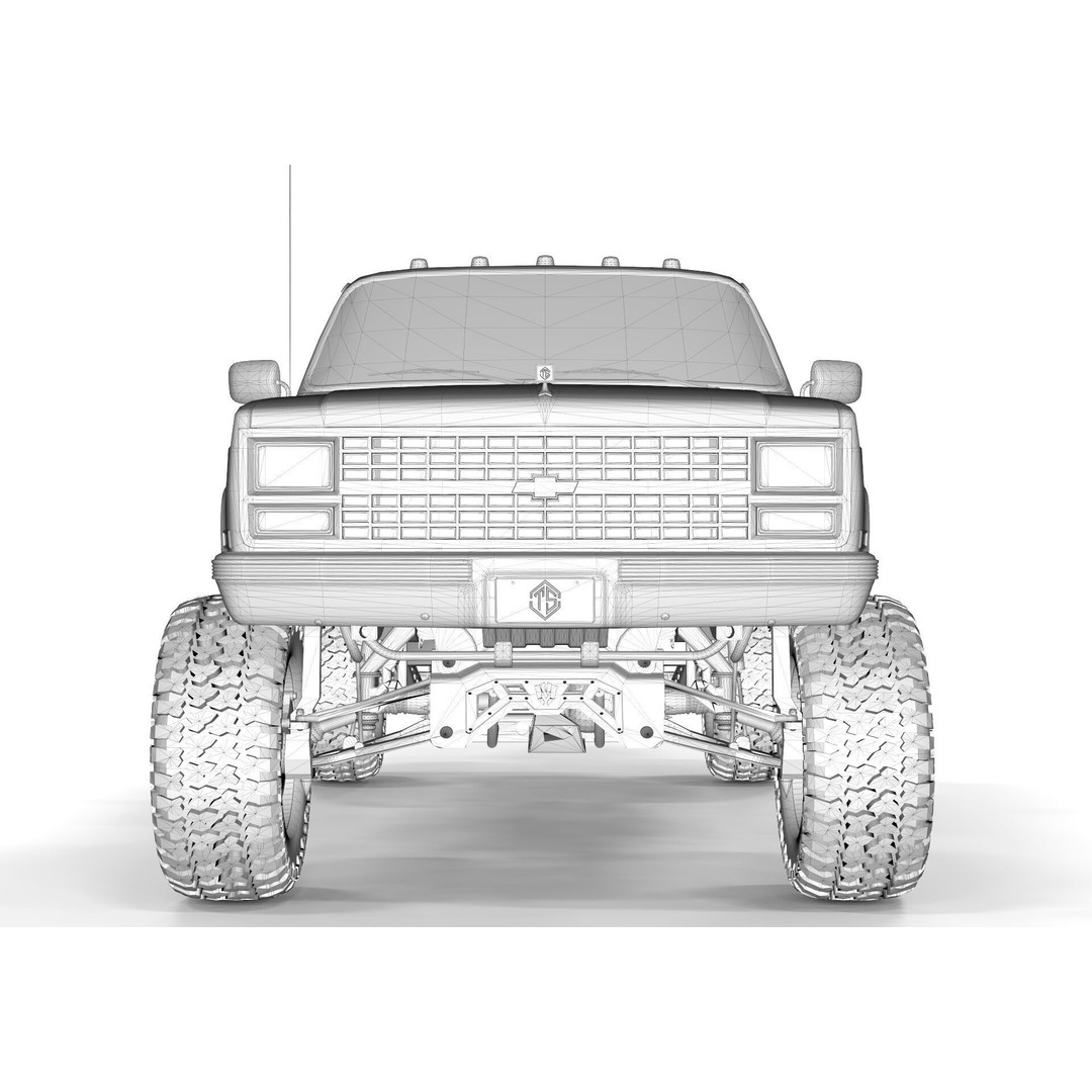 Chevrolet C10 1980 Lifted Pick Up 3D Model – Game Ready PBR Asset, FBX - View 14