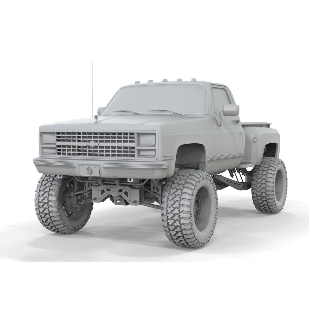 Chevrolet C10 1980 Lifted Pick Up 3D Model – Game Ready PBR Asset, FBX - View 18