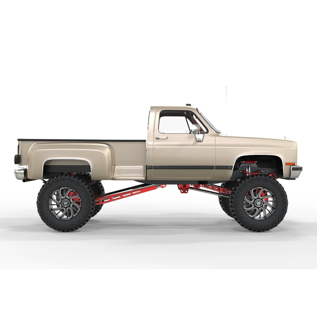 Chevrolet C10 1980 Lifted Pick Up 3D Model – Game Ready PBR Asset, FBX - View 4