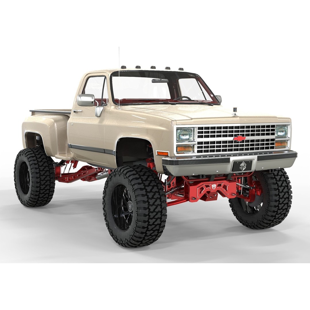 Chevrolet C10 1980 Lifted Pick Up 3D Model – Game Ready PBR Asset, FBX - View 8