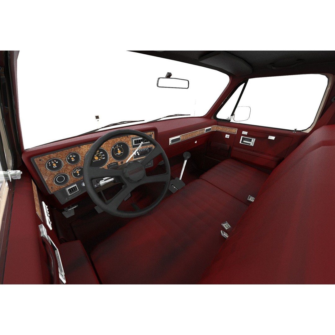 Chevrolet C10 1980 Lifted Pick Up 3D Model – Game Ready PBR Asset, FBX - View 9