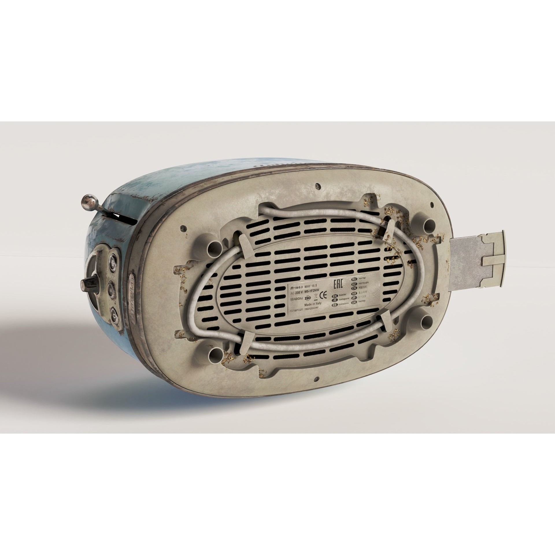 Rusted Arielo Vintage Kitchen Toaster - Low-Poly Game-Ready 3D Model - View 11