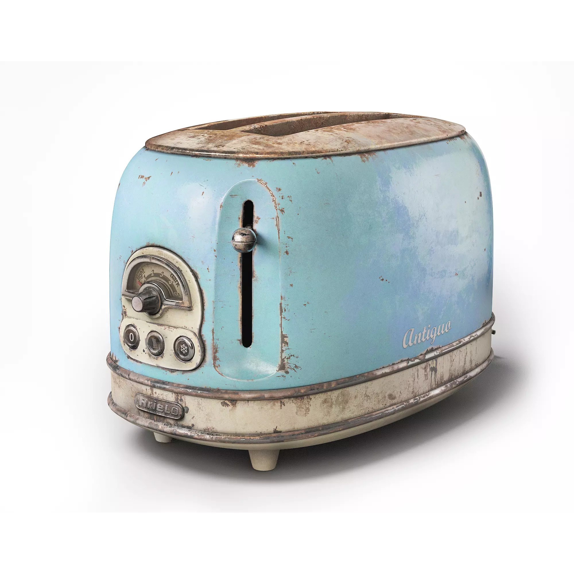 Rusted Arielo Vintage Kitchen Toaster - Low-Poly Game-Ready 3D Model - View 2