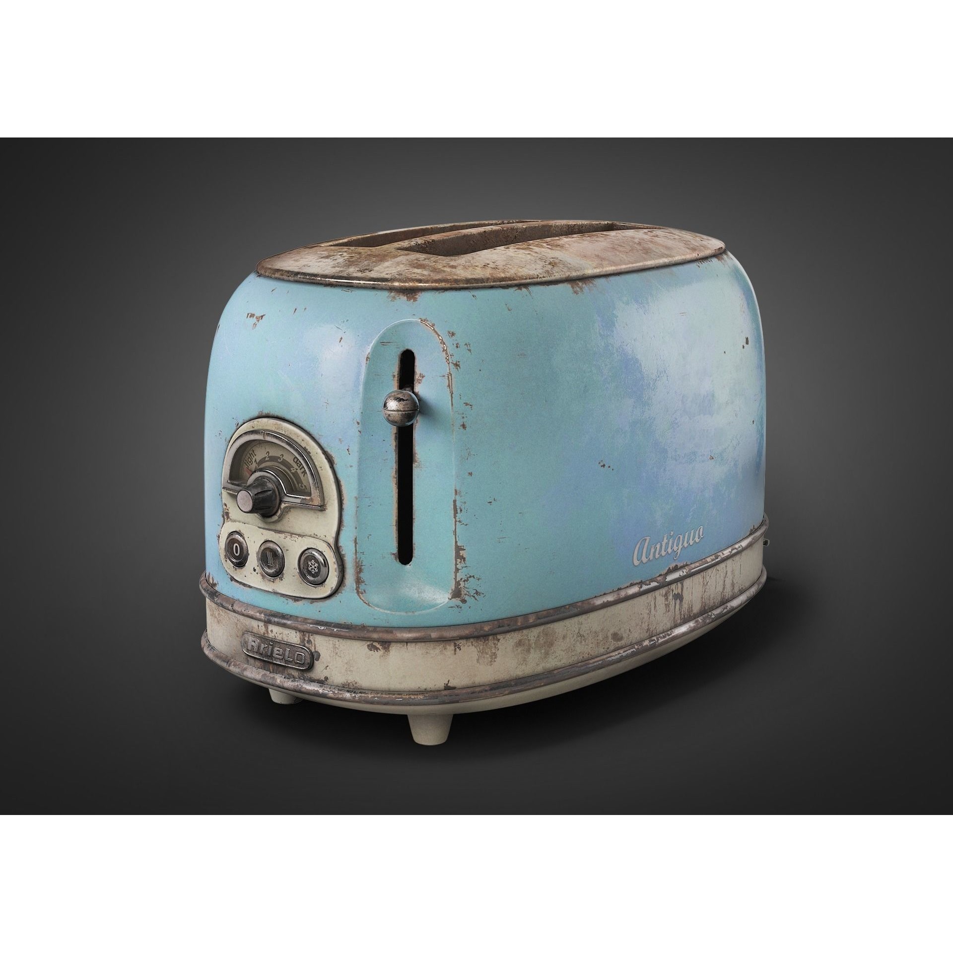 Rusted Arielo Vintage Kitchen Toaster - Low-Poly Game-Ready 3D Model - View 3
