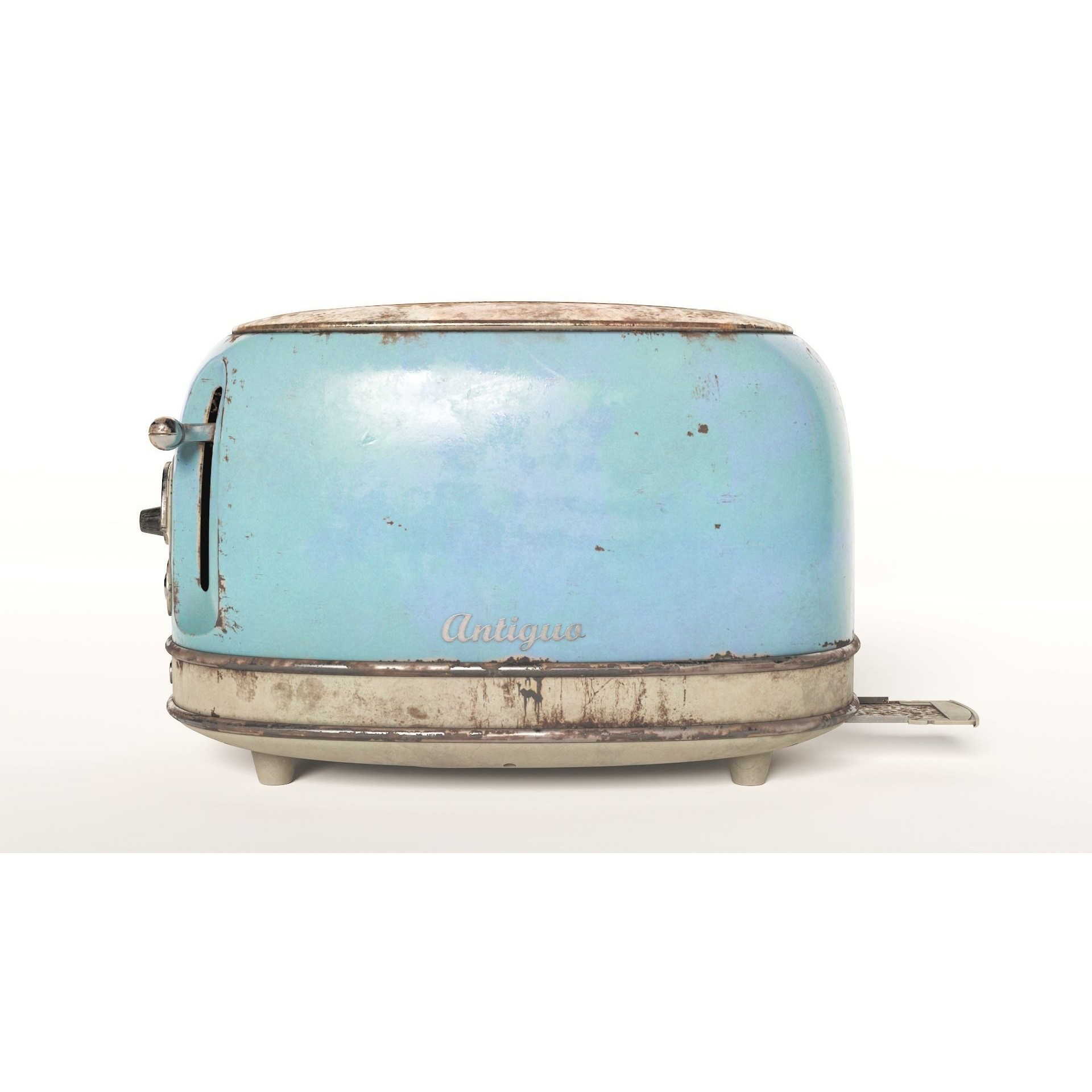 Rusted Arielo Vintage Kitchen Toaster - Low-Poly Game-Ready 3D Model - View 4