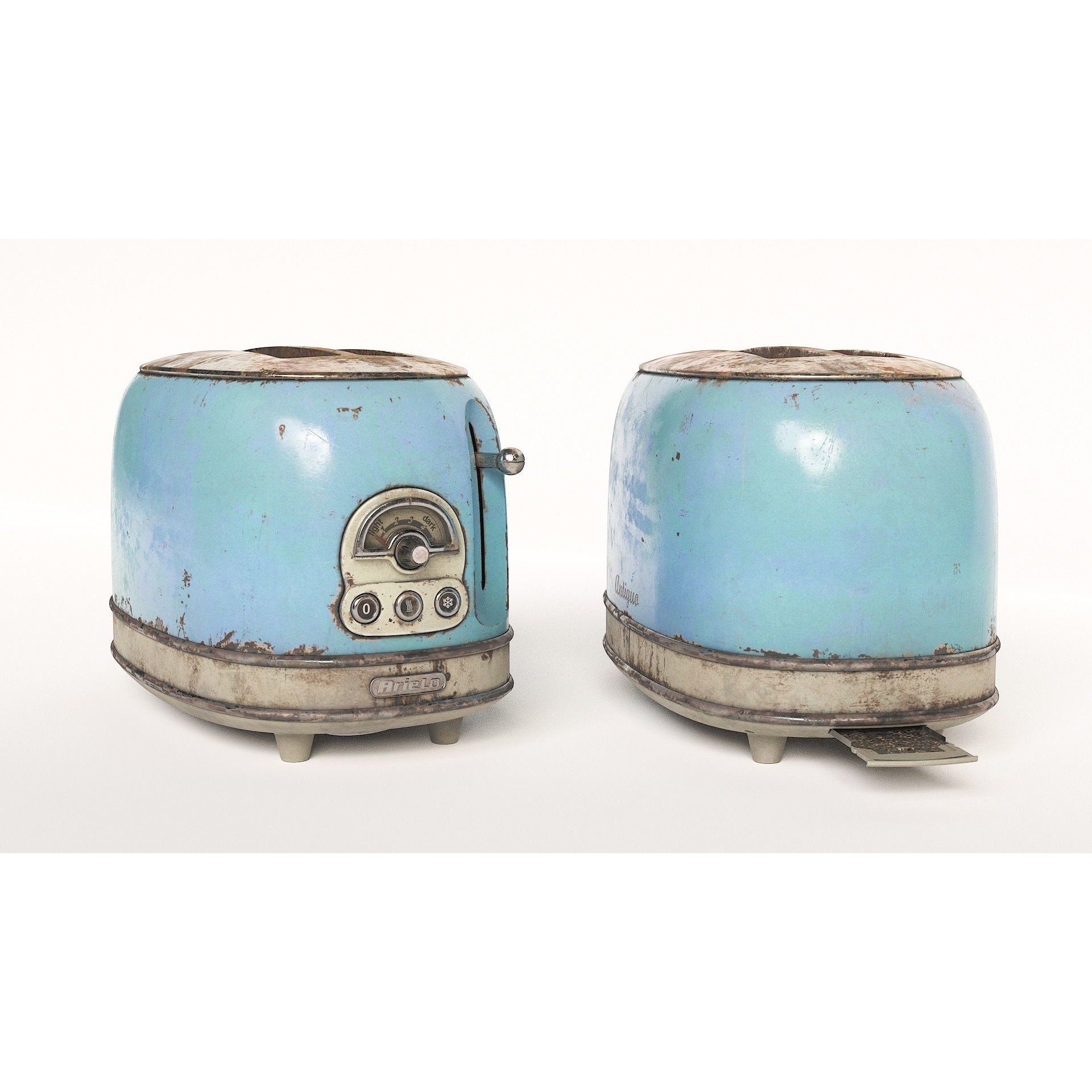 Rusted Arielo Vintage Kitchen Toaster - Low-Poly Game-Ready 3D Model - View 5