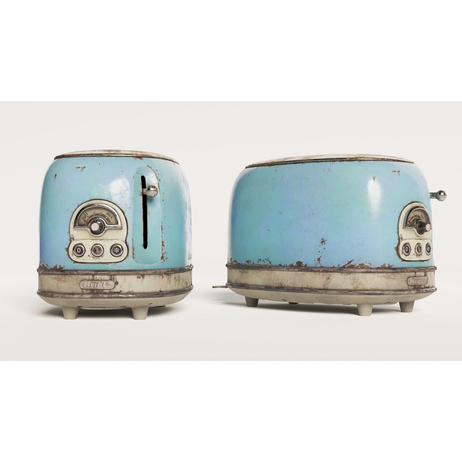 Rusted Arielo Vintage Kitchen Toaster - Low-Poly Game-Ready 3D Model - View 6