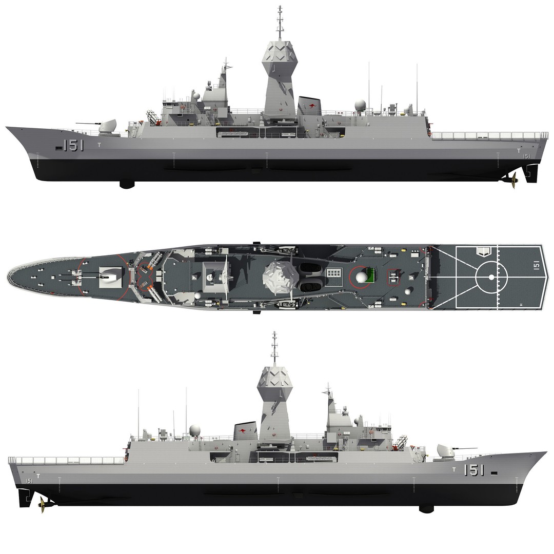 ANZAC MEKO Class Frigate 3D Model – High Detail PBR Asset, FBX - View 12