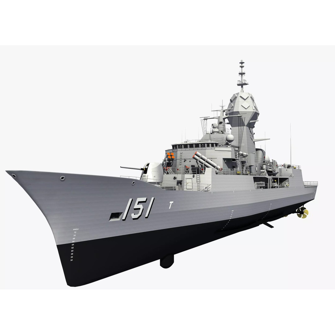 ANZAC MEKO Class Frigate 3D Model – High Detail PBR Asset, FBX - View 2