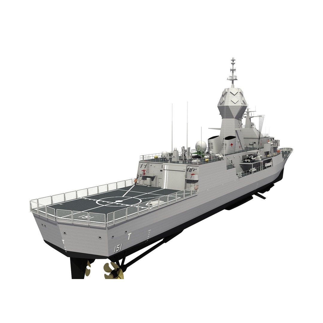 ANZAC MEKO Class Frigate 3D Model – High Detail PBR Asset, FBX - View 4