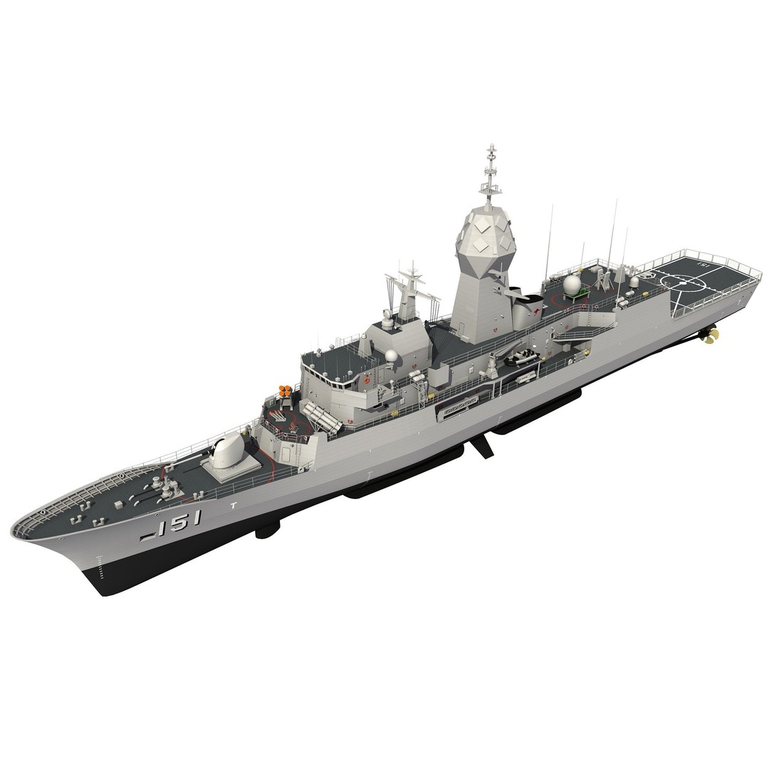 ANZAC MEKO Class Frigate 3D Model – High Detail PBR Asset, FBX - View 6