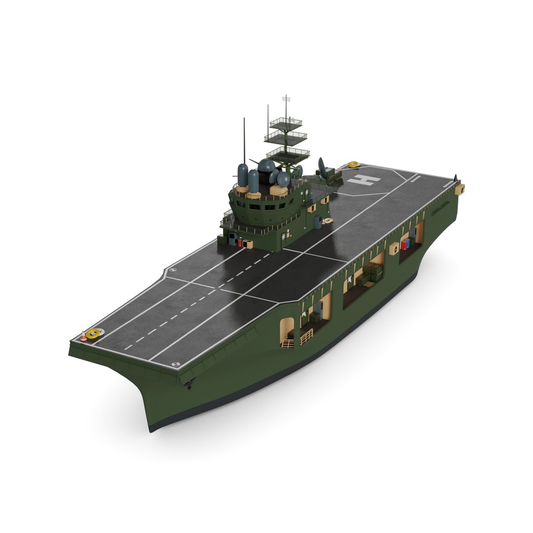 Assault Ship 3D Model – Amphibious Military Watercraft, FBX