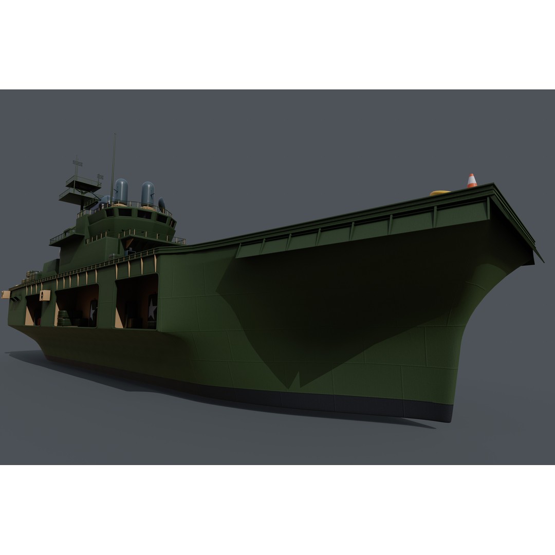 Assault Ship 3D Model – Amphibious Military Watercraft, FBX - View 10