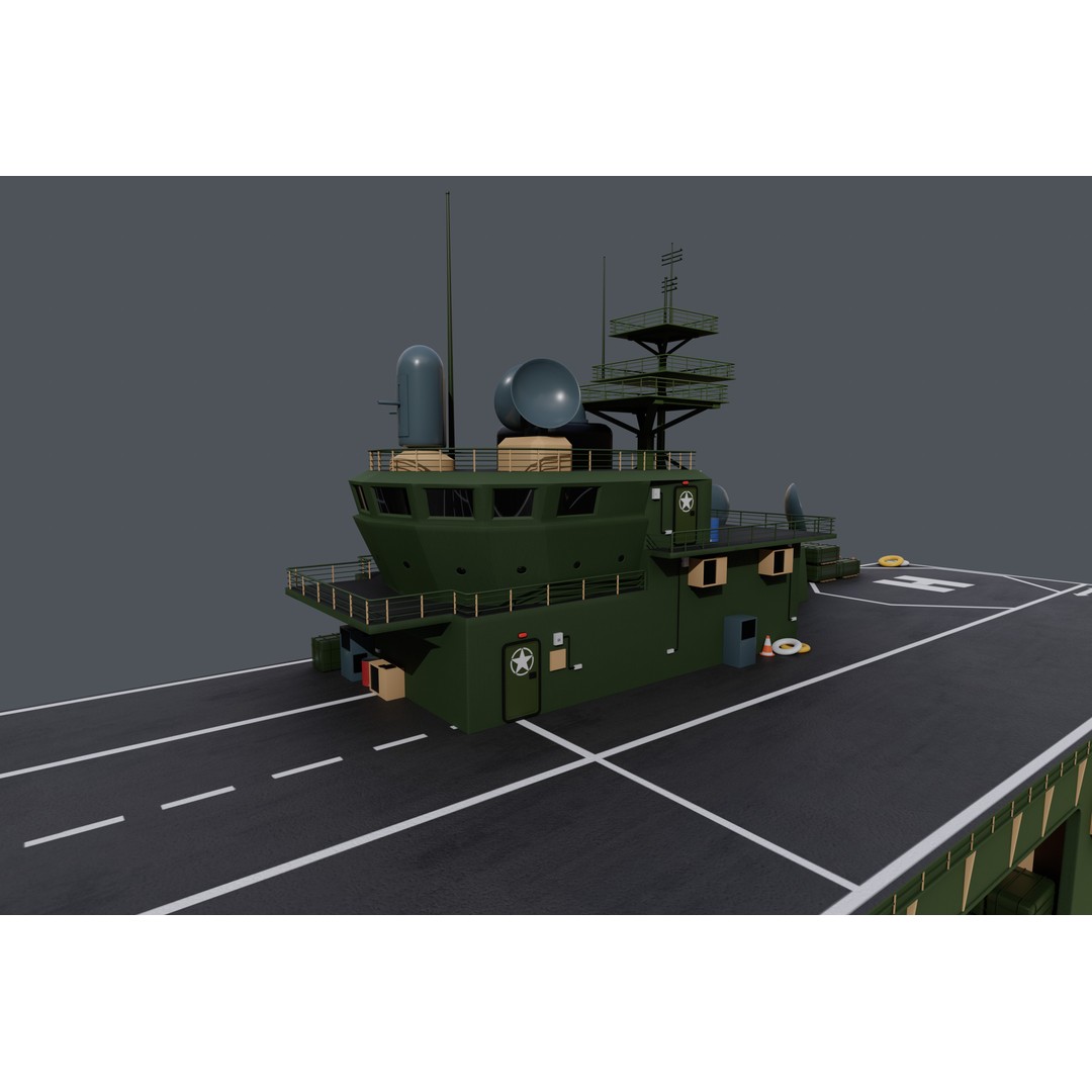 Assault Ship 3D Model – Amphibious Military Watercraft, FBX - View 11