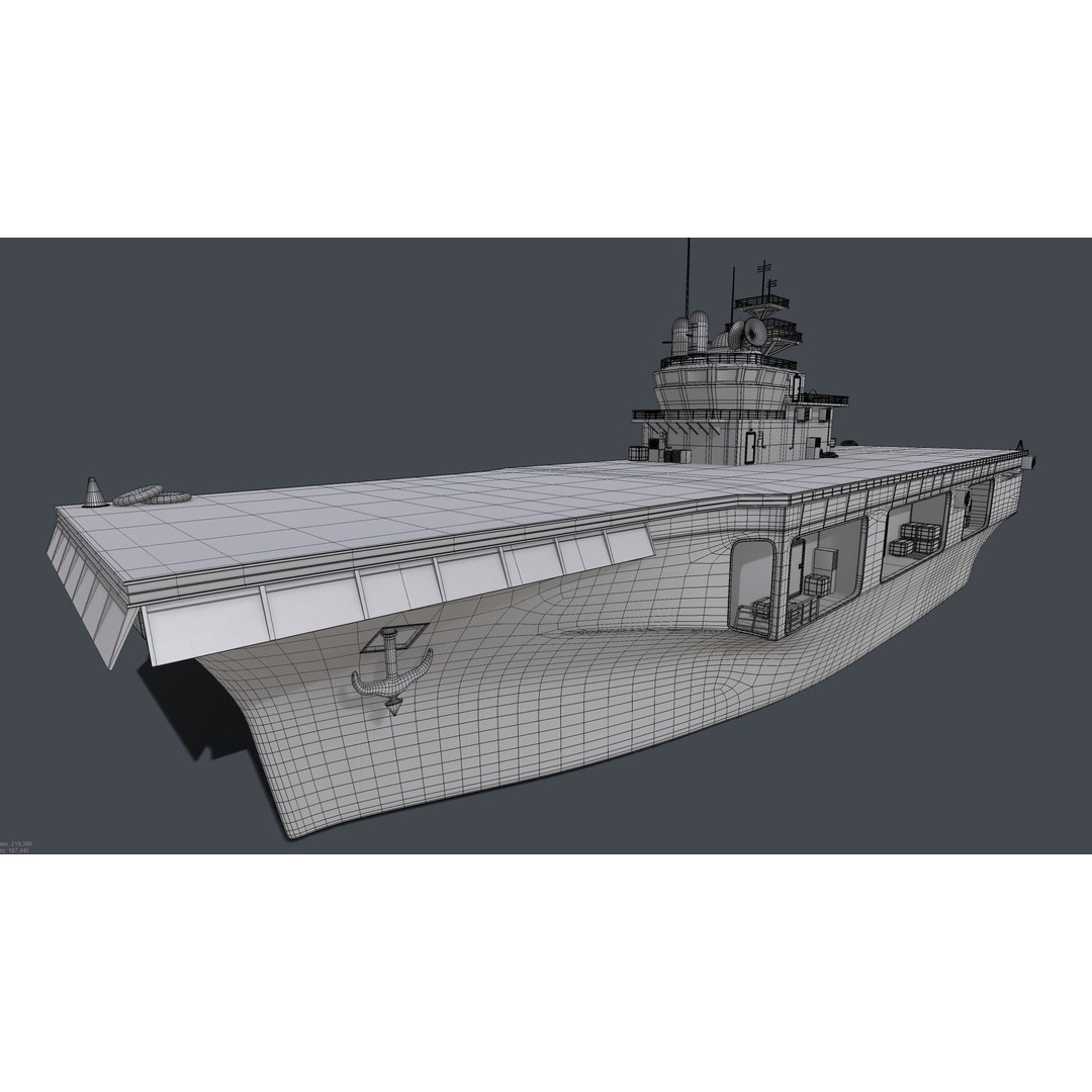Assault Ship 3D Model – Amphibious Military Watercraft, FBX - View 3