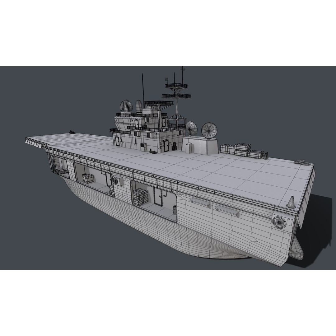 Assault Ship 3D Model – Amphibious Military Watercraft, FBX - View 5