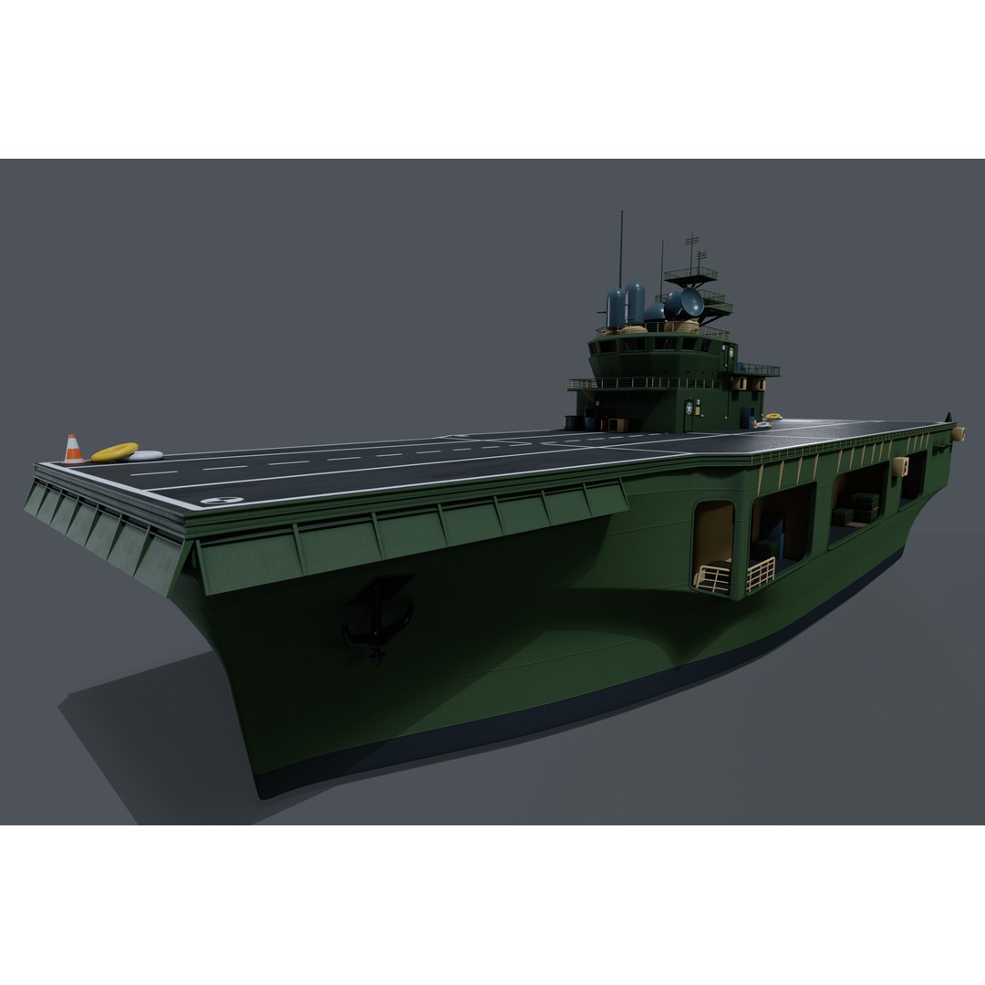 Assault Ship 3D Model – Amphibious Military Watercraft, FBX - View 8
