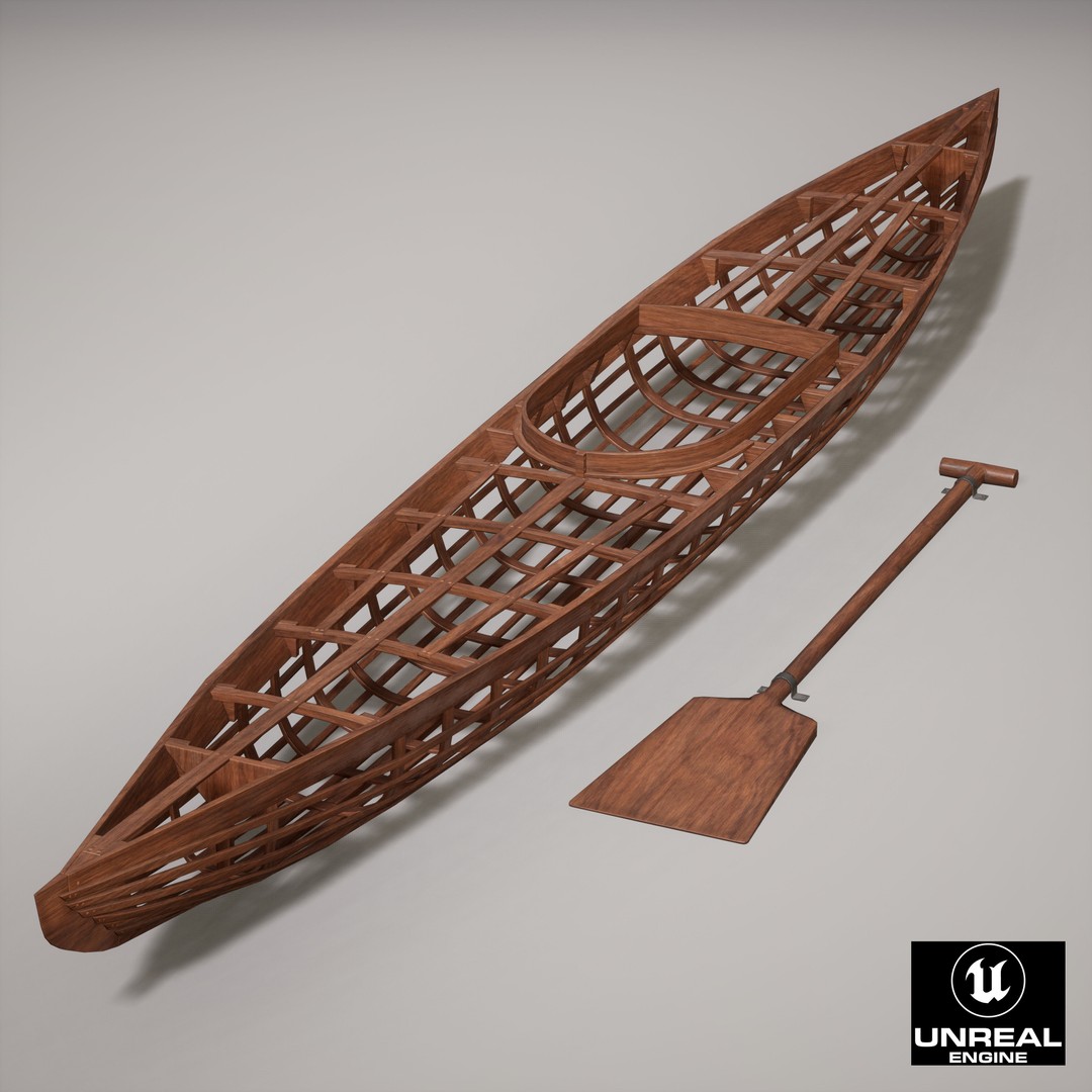 Kayak 3D Model – Low Poly Game Asset with PBR Textures, FBX - View 12