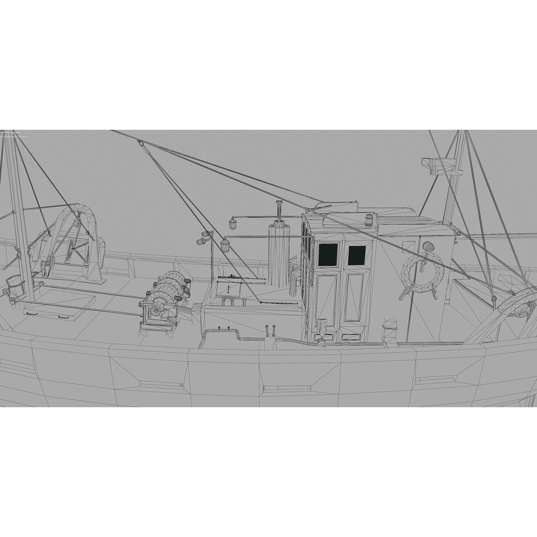 Fishing Boat 3D Model – Low Poly Game Ready Asset with PBR Textures