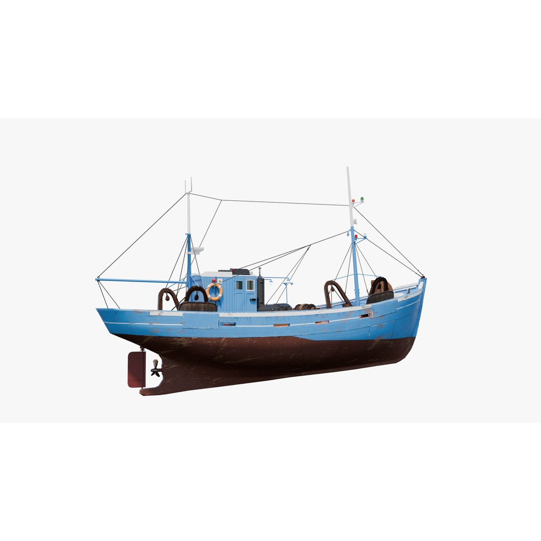 Fishing Boat 3D Model – Low Poly Game Ready Asset with PBR Textures - View 12