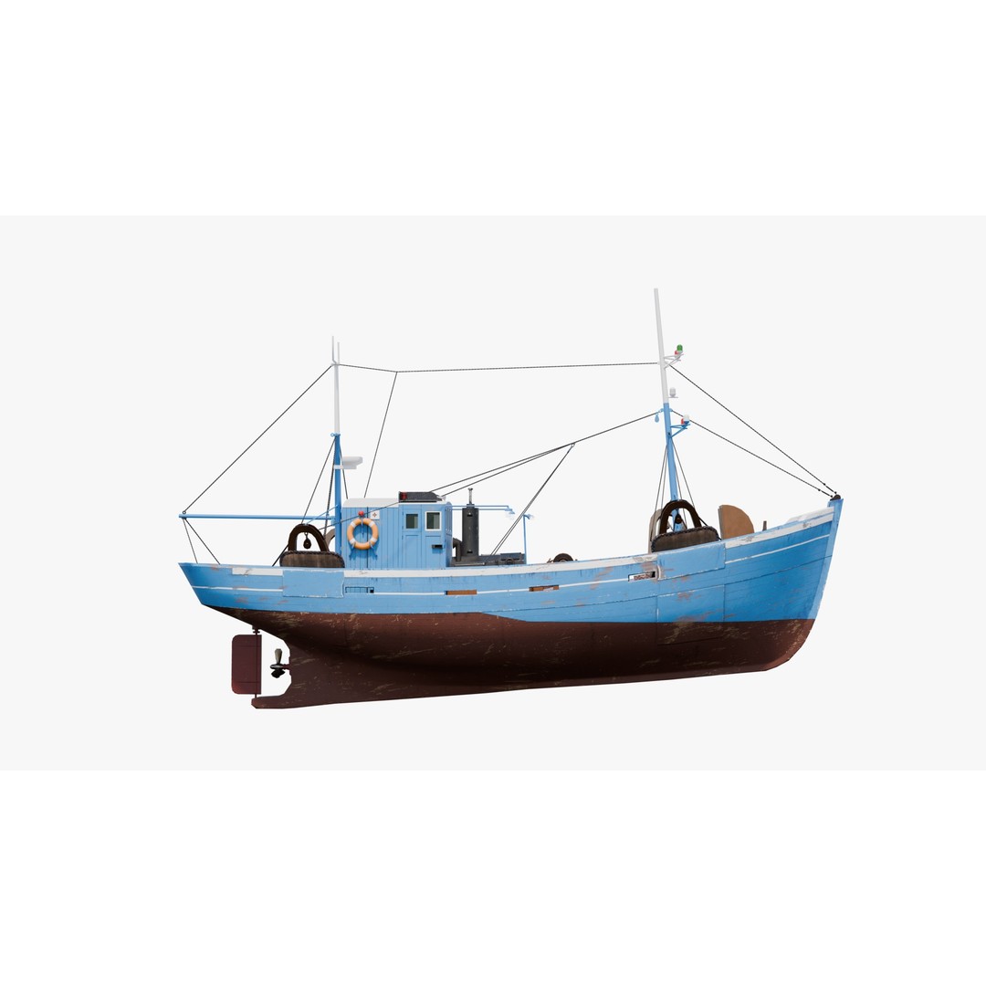 Fishing Boat 3D Model – Low Poly Game Ready Asset with PBR Textures - View 13