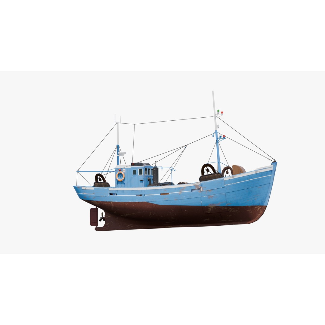 Fishing Boat 3D Model – Low Poly Game Ready Asset with PBR Textures - View 14