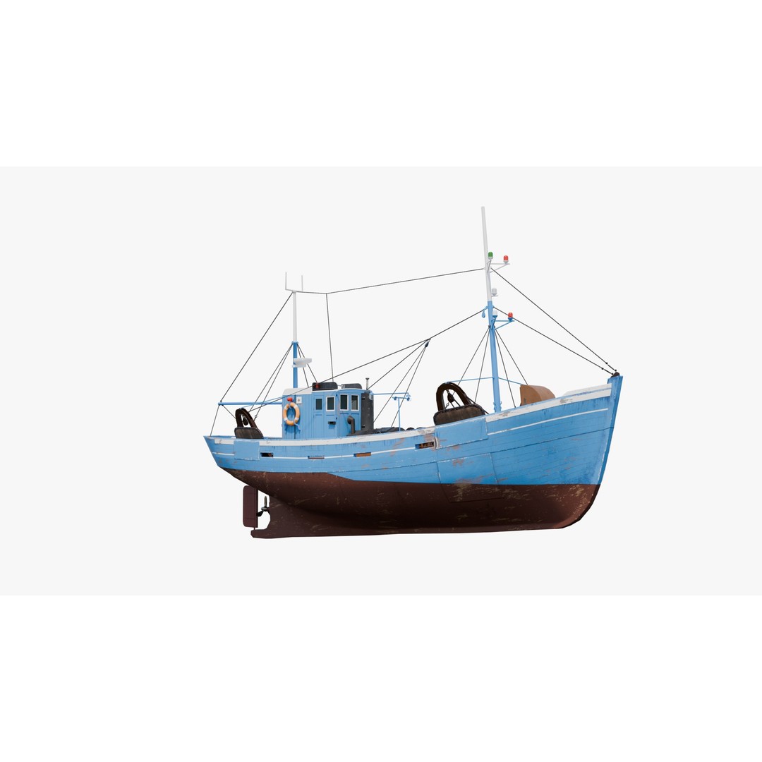 Fishing Boat 3D Model – Low Poly Game Ready Asset with PBR Textures - View 15