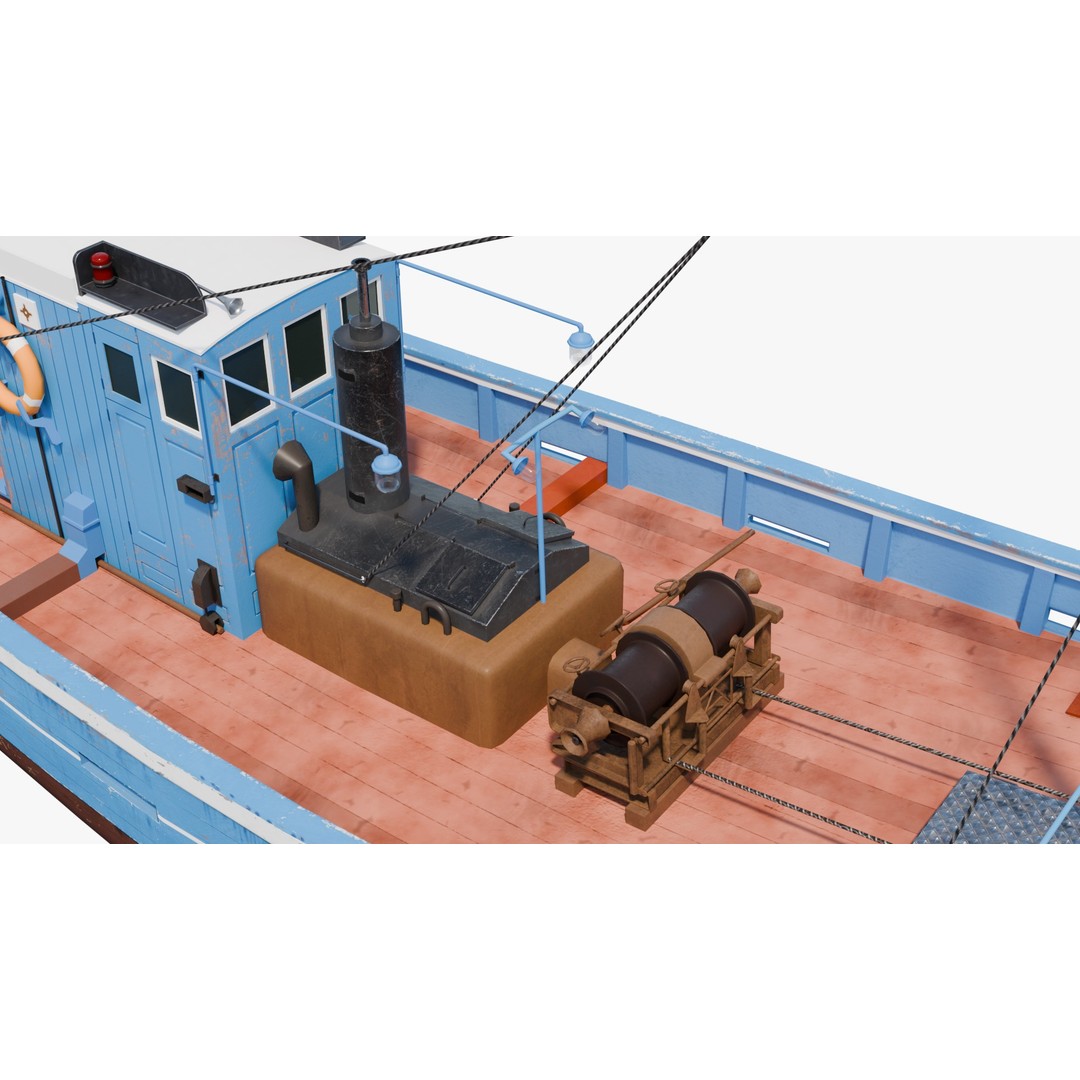 Fishing Boat 3D Model – Low Poly Game Ready Asset with PBR Textures - View 19