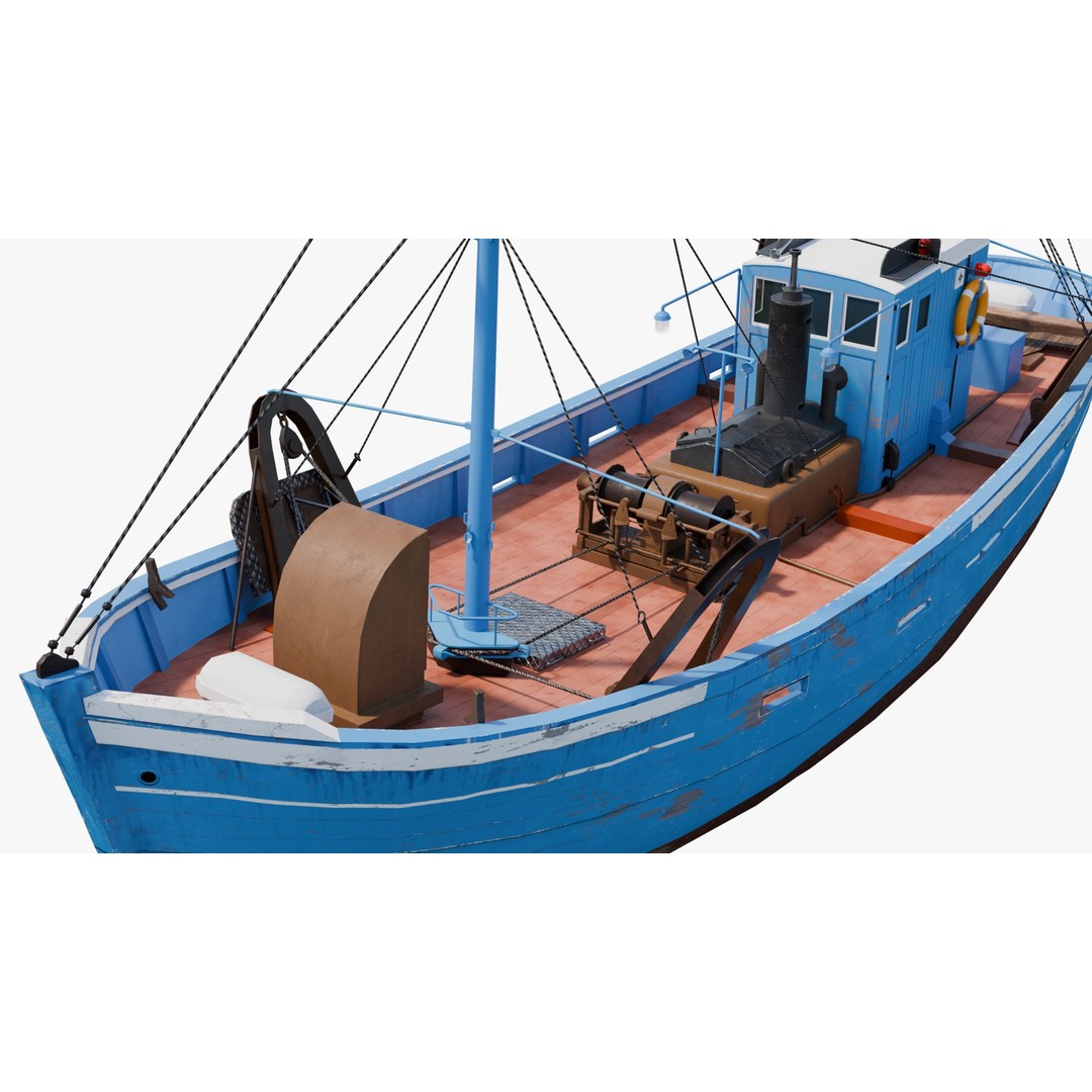 Fishing Boat 3D Model – Low Poly Game Ready Asset with PBR Textures - View 20