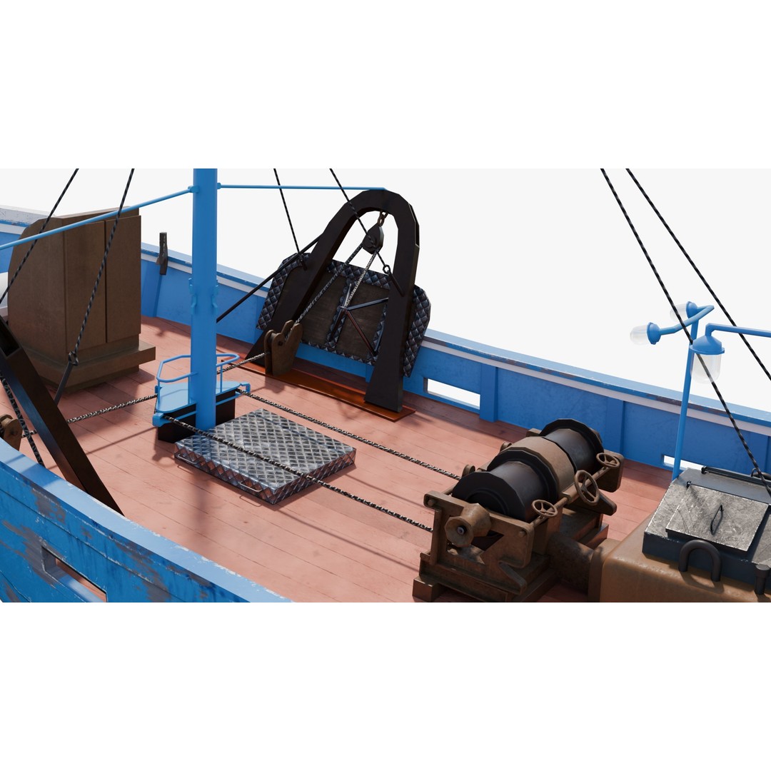 Fishing Boat 3D Model – Low Poly Game Ready Asset with PBR Textures - View 21