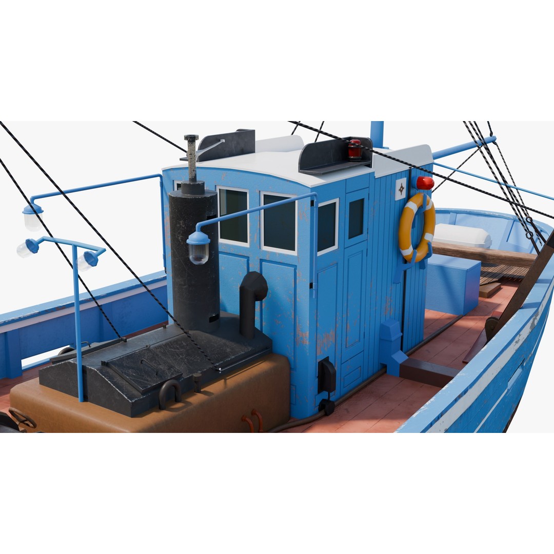 Fishing Boat 3D Model – Low Poly Game Ready Asset with PBR Textures - View 22