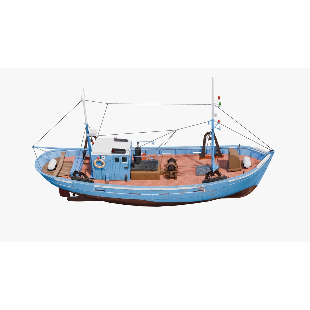 Fishing Boat 3D Model – Low Poly Game Ready Asset with PBR Textures - View 23