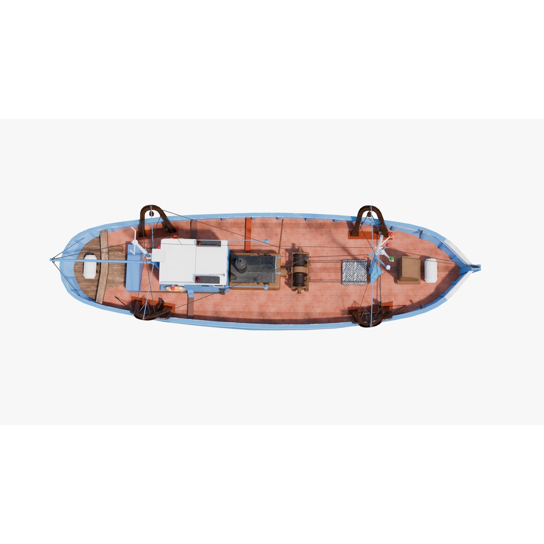 Fishing Boat 3D Model – Low Poly Game Ready Asset with PBR Textures - View 24