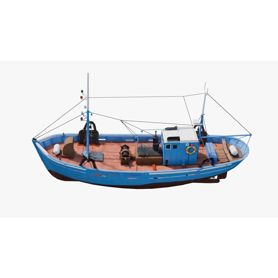 Fishing Boat 3D Model – Low Poly Game Ready Asset with PBR Textures - View 25