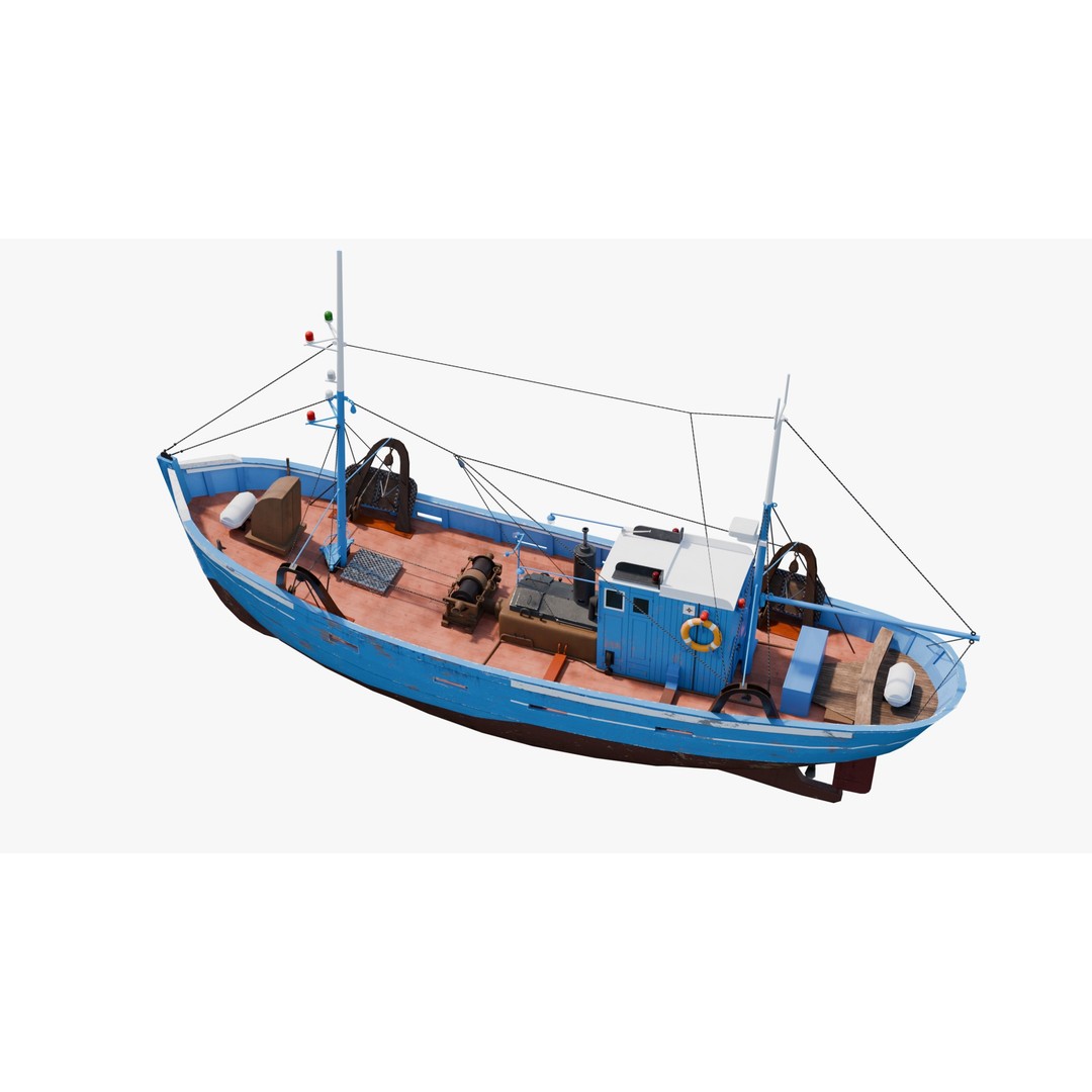 Fishing Boat 3D Model – Low Poly Game Ready Asset with PBR Textures - View 26