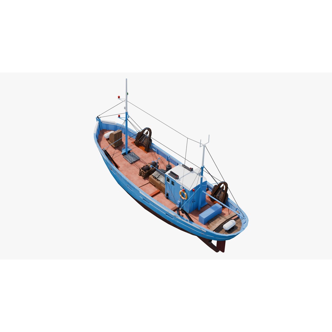 Fishing Boat 3D Model – Low Poly Game Ready Asset with PBR Textures - View 27