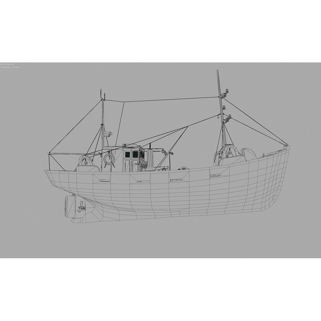 Fishing Boat 3D Model – Low Poly Game Ready Asset with PBR Textures - View 28