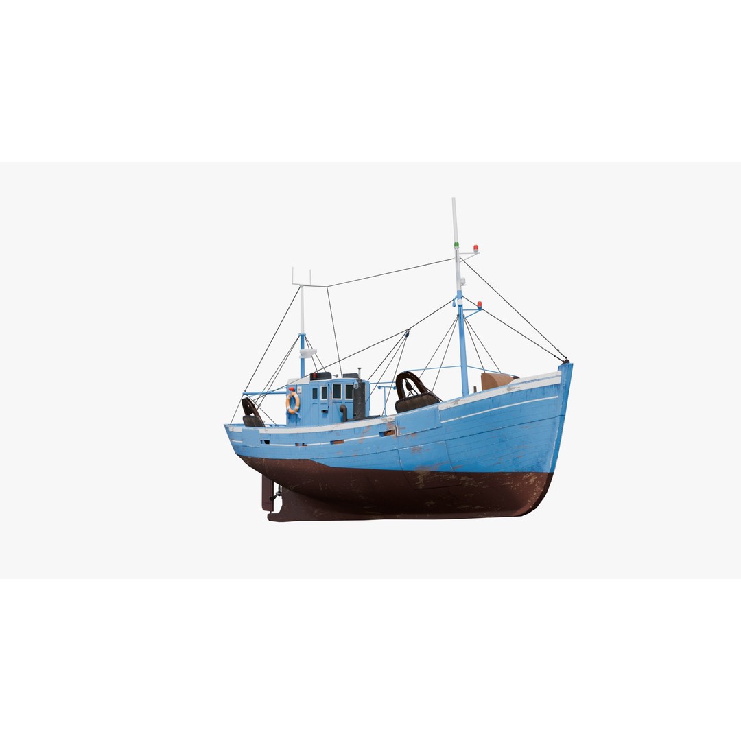 Fishing Boat 3D Model – Low Poly Game Ready Asset with PBR Textures - View 3