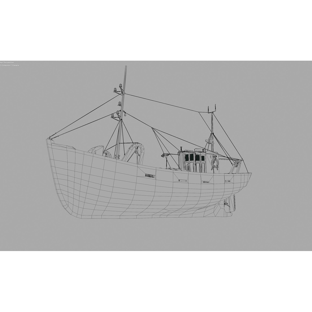 Fishing Boat 3D Model – Low Poly Game Ready Asset with PBR Textures - View 30