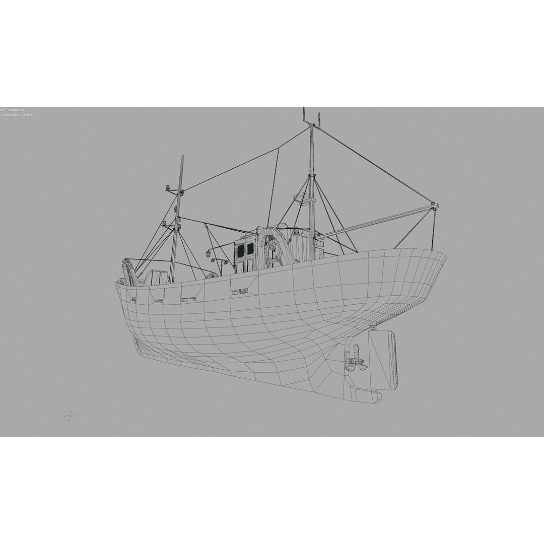 Fishing Boat 3D Model – Low Poly Game Ready Asset with PBR Textures - View 31