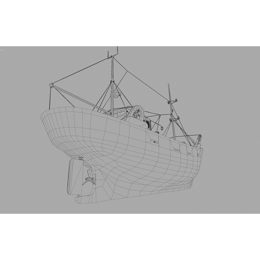 Fishing Boat 3D Model – Low Poly Game Ready Asset with PBR Textures - View 33