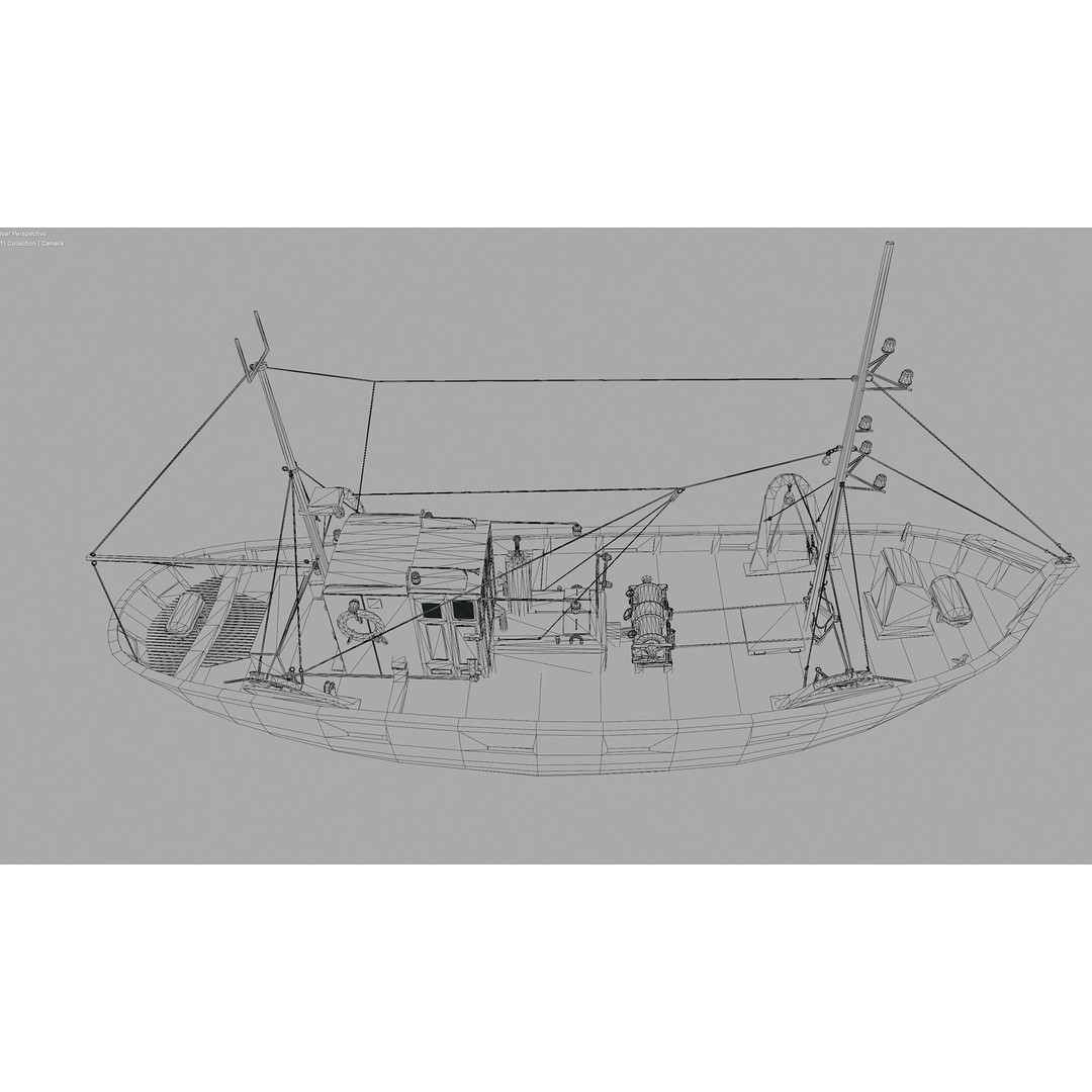 Fishing Boat 3D Model – Low Poly Game Ready Asset with PBR Textures - View 34
