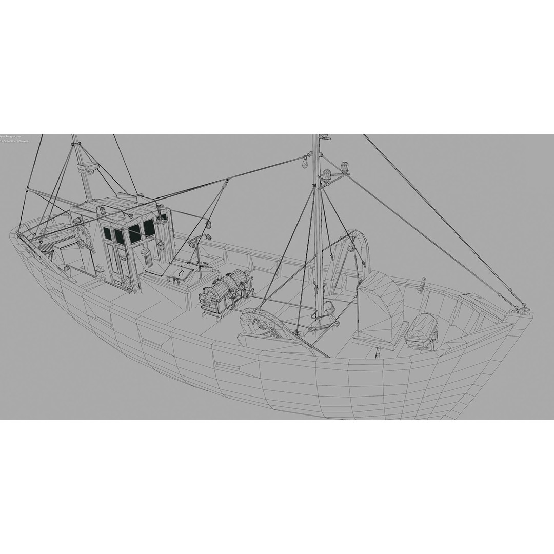 Fishing Boat 3D Model – Low Poly Game Ready Asset with PBR Textures - View 35