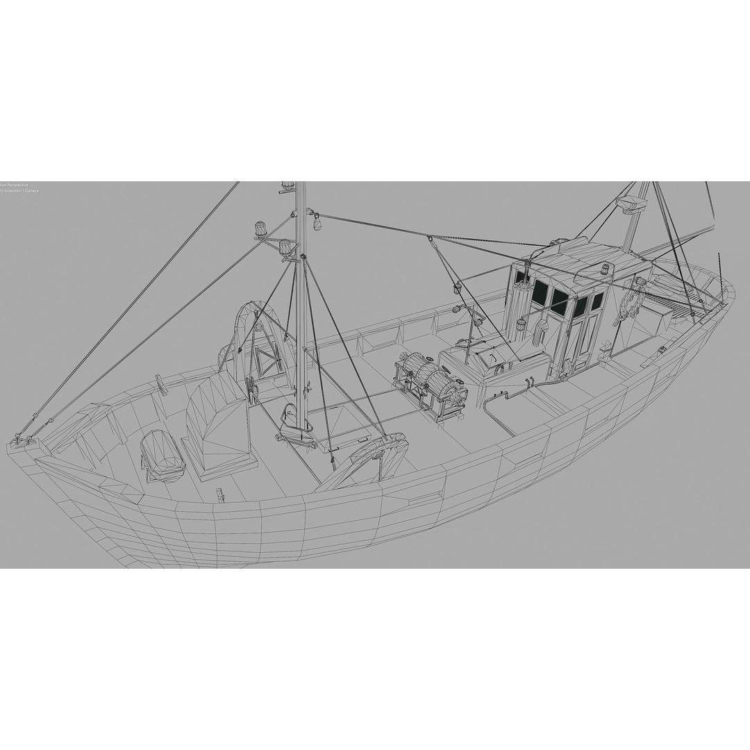 Fishing Boat 3D Model – Low Poly Game Ready Asset with PBR Textures - View 36