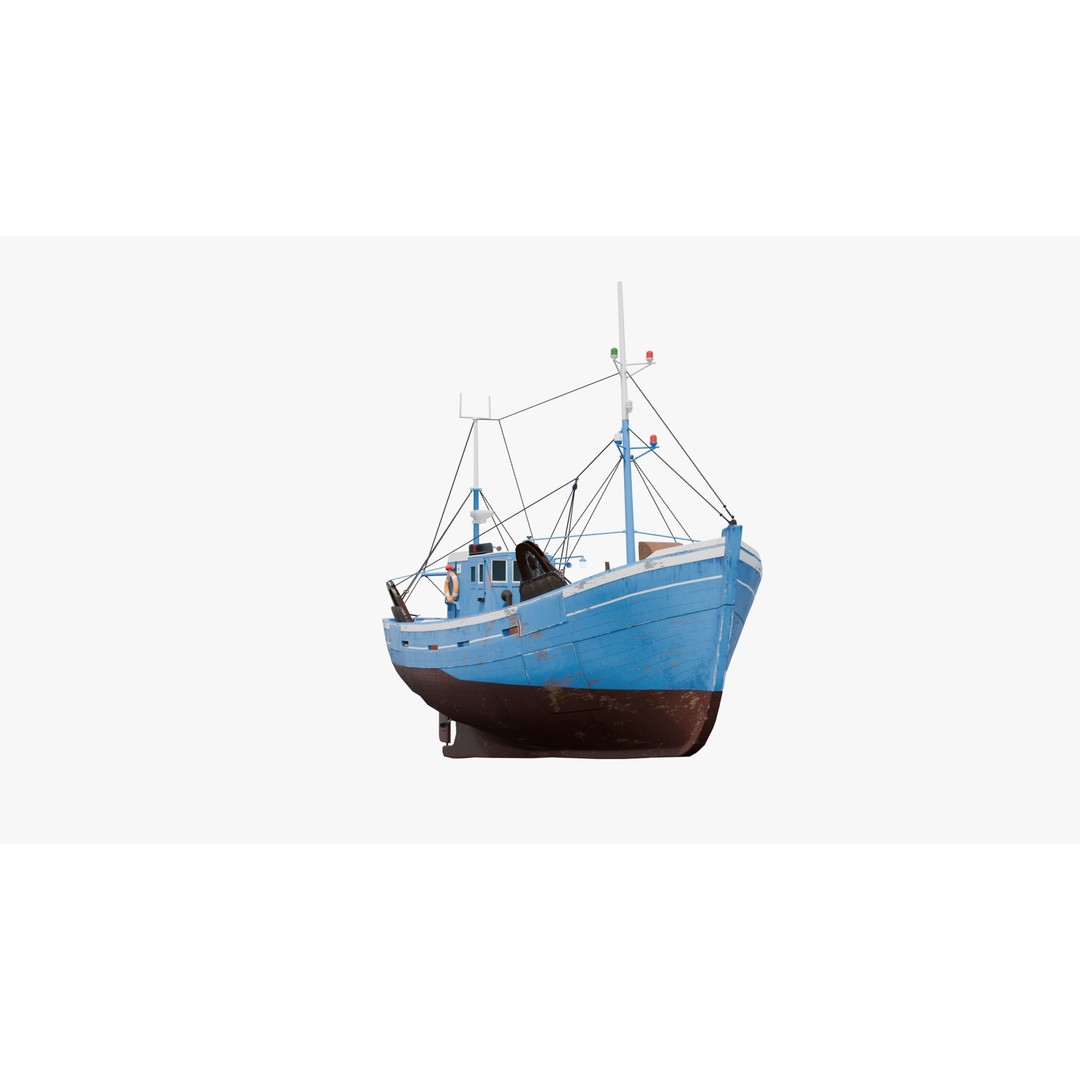 Fishing Boat 3D Model – Low Poly Game Ready Asset with PBR Textures - View 4